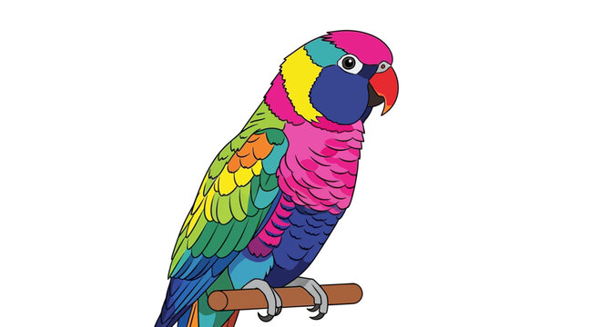 Colorful Parrot Sitting on Branch.
