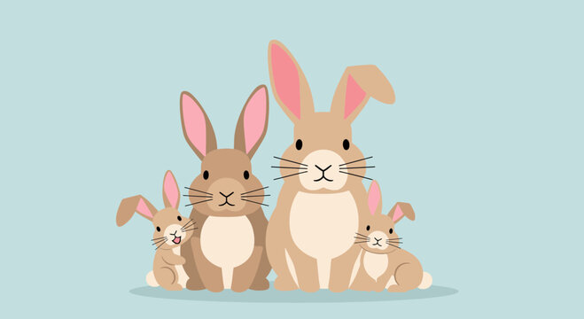 Group of cute brown rabbits together.