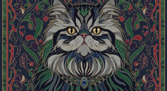 Detailed illustration of a cat face.
