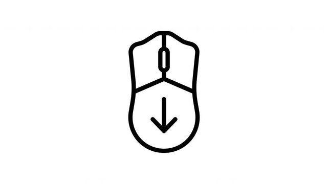 Computer mouse outline design for websites or apps, representing scrolling down action. Suitable for technology or software concepts.