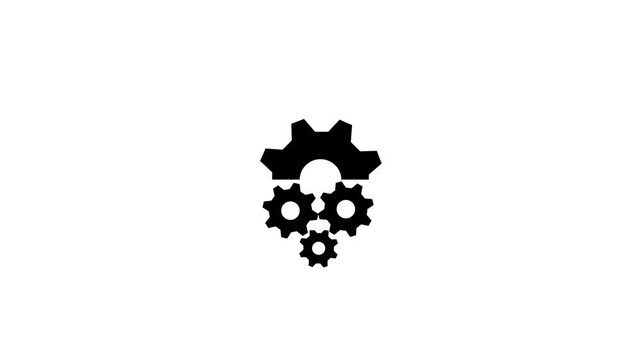 Black Gears Interlocking on White Background cogs mechanical