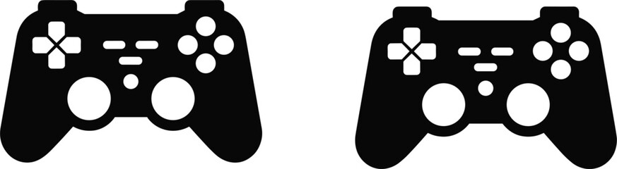 Game controller icons set, video game joystick silhouettes, gaming vector illustration isolated background © Kaiyum
