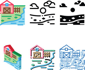 Fototapeta premium river styles landscape in sunny weather icon vector. river landscape in sunny weather sign. color symbol