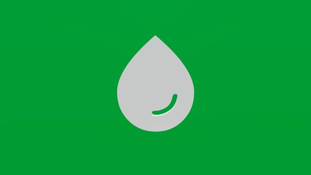3D render of water drop icon on chroma key green screen background