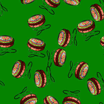 pattern loop yo yo hand drawn. axle responsive, unresponsive sleeper, walk the loop yo yo vector sketch illustration