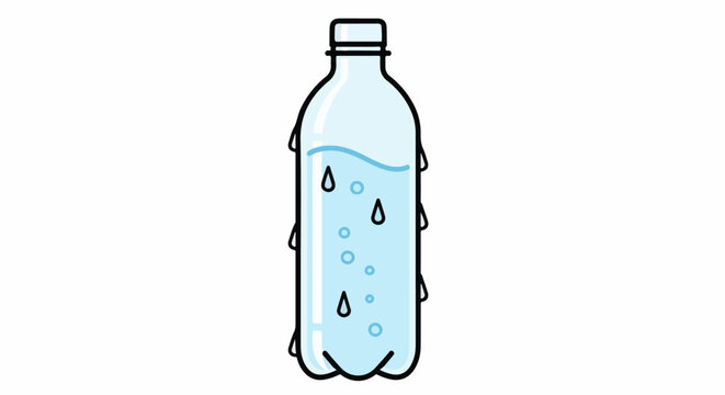 Clear plastic bottle with liquid, bubbles, and drips