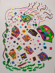 Naklejka premium hand drawn childish illustration of an abstract background