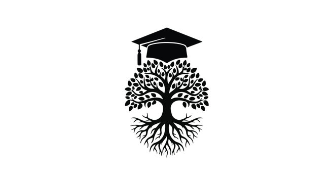 Graduation tree logo education growth concept