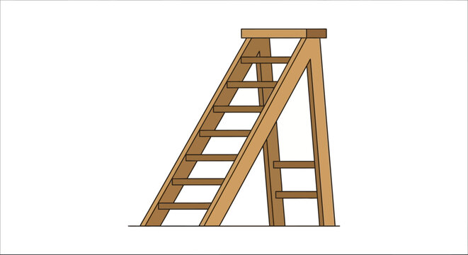 Wooden Step Ladder Vector Illustration