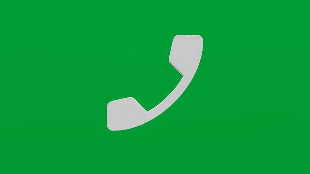 3D render of phone call icon on chroma key green screen background