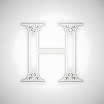 Letter H decorative capital character featuring ornate classical architectural moldings in a clean white studio style