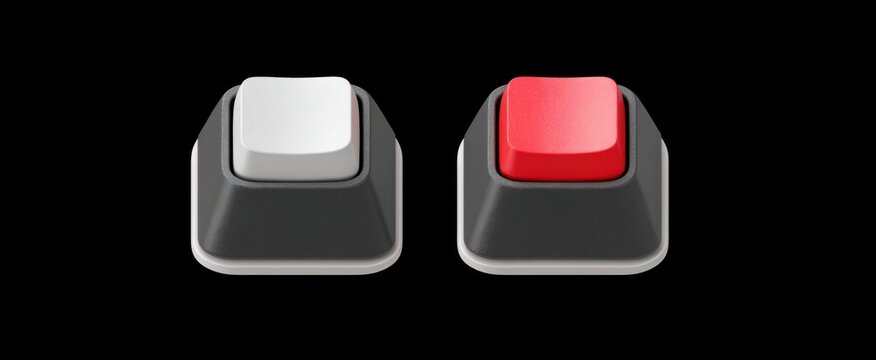 Sleek gray keycaps on black background enhance vibrant white and red keyboard design projects.