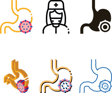 Stomach Infection Icon Vector. variety Outline Stomach Infection Sign. Isolated Contour Symbol