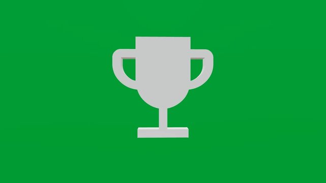 3D render of trophy icon on chroma key green screen background