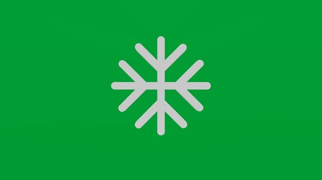 3D render of snowflake icon on chroma key green screen background