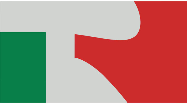 Flag with Green White and Red Vertical Stripes and White Stylized Symbol