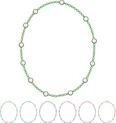 Fototapeta premium bracelet beads necklace cartoon. pearl jewelry, gras party, choker girl bracelet beads necklace sign colorful illustration