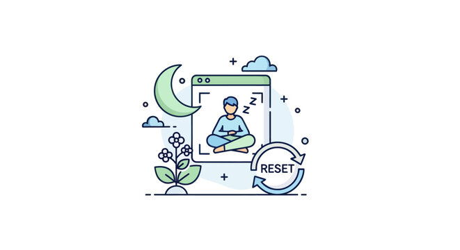 Mindfulness and mental reset with sleep cycle illustration