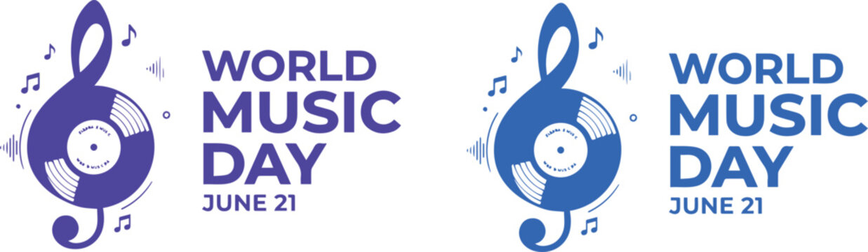 World music day june 21st music lovers vinyl record treble clef