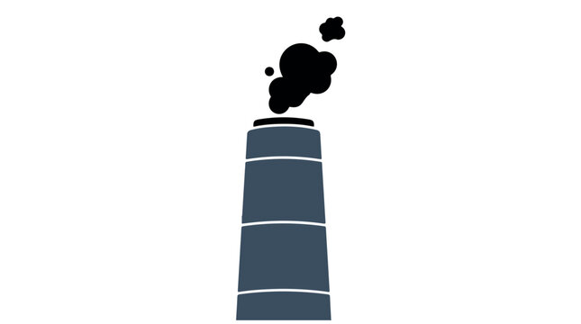 Minimalist chimney emitting smoke with dark cloud illustration