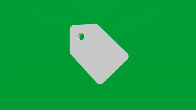 3D render of clothing tag icon on chroma key green screen background