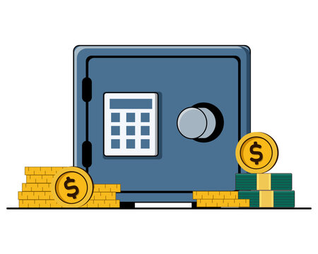 safe money box security money deposit locker vector illustration