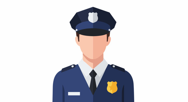 Flat illustration of a police officer in uniform