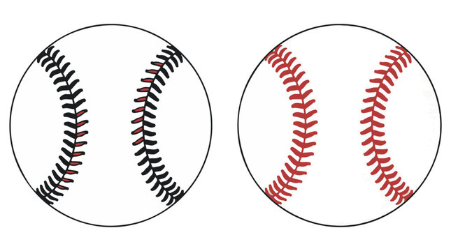 Two Baseballs with Contrasting Stitching Designs Side by Side Illustration