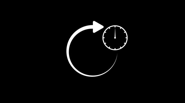 20 Minutes Clock Animation with Circular Arrow Loop and Black Background for Time Management and Deadlines.Animation video time
