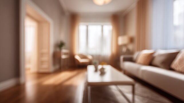 Blurred interior living room with furniture