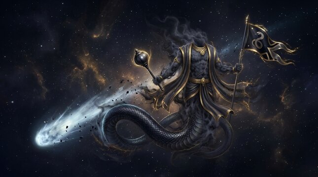 Ketu Hindu Deity Shadow Planet Headless God with Serpent Tail and Comet