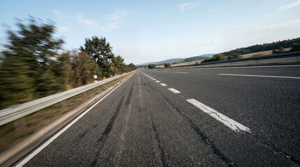 Fototapeta premium Empty Highway Road With Motion Blur Perspective