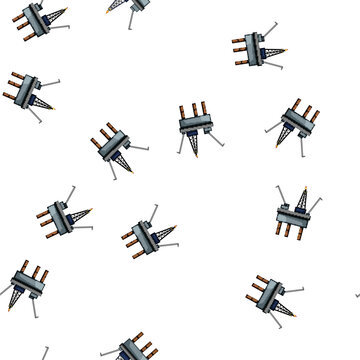 pattern production oil rig cartoon. ging hydrocarbons, wellhead blowout, jackup semisubmersible production oil rig sign vector