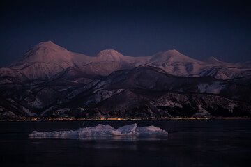 Landscape of drift ice floating on the ocean in Shiretoko Rausu Hokkaido Japan © shirophoto