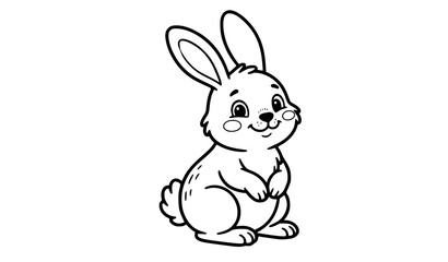 Obraz premium Cute Cartoon Bunny Rabbit Sitting Coloring Page Vector Illustration
