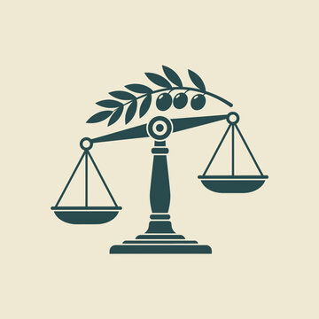 Scales of Justice with Laurel Branch.