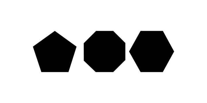 pentagon, hexagon, octagon icon. vector geometry pentagonal, hexagonal, octagonal polygon. five, six, eight sided polygon line