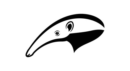 Naklejka premium Anteater Head Silhouette Graphic Icon, Black and White Minimalist Design