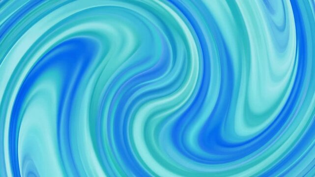 Abstract seamless loop of flowing turquoise and vibrant blue liquid waves, smooth elegant curves, futuristic background animation concept, 4K video
