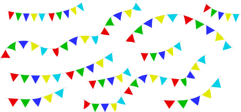 Colorful triangular flags waving in windy pattern