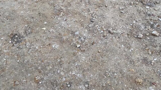 Close up of dry dirt ground texture with gravel and stones