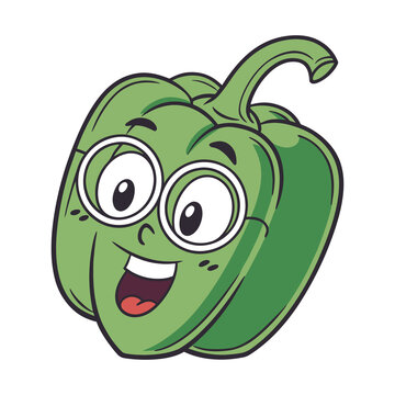 Funny green pepper face mascot looking surprised