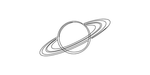 continuous one line drawing minimalist saturn planet rings orbit cosmic flat design vector illustration © JCS Graphic Design 