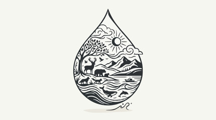 Obraz premium World environment day water drop containing diverse habitat