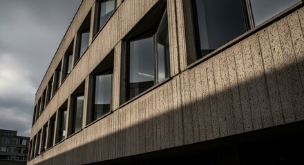 Fototapeta premium Modern building exterior with windows.