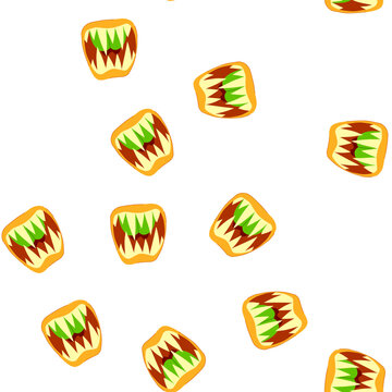 pattern jaws monster mouth cartoon. snarl beast, creature devour, gnash chomp jaws monster mouth sign. seamless symbol vector illustration