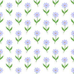 Fototapeta premium Dense Field of Light Blue Daisies on a White Background