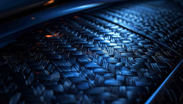Abstract close up of woven material with blue and black color scheme