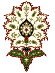 Fototapeta premium Intricate floral medallion design illustration with stylized elements white background medallion illustration intricate stylized traditional embroidery ornament