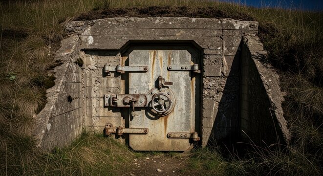 Old bunker door entrance tunnel.